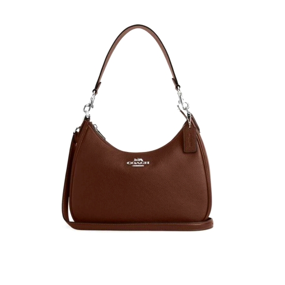 New! CV935 Coach Teri Hobo in Silver/Maple 🍁 Perfect For Fall 🍂🍁 - Picture 1 of 7